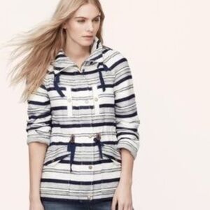 LOFT Anorak Striped Collared Jacket Size M